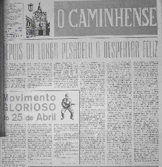Primeira edi��o de O Caminhense ap�s o 25 de Abril