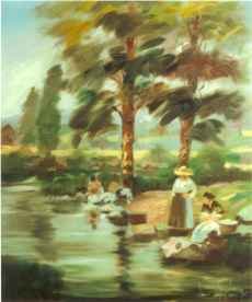 LAVANDEIRAS, OLEO SOBRE LIENZO PINTADO EN 1997 100X80, PROPIEDA DE DANIEL CALA