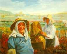 RECOLHEITA, OLEO SOBRE LIENZO PINTADO EN 1981 100X80, PROPIEDAD DE LA GALERIA MAICIN DE BARCELONA