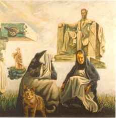 EL PODER, OLEO SOBRE LIENZO PINTADO EN 1984 100X100, PROPIEDAD DEL FARO DE VIGO